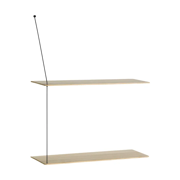 Stedge shelf - White-pigmented oak-black, 2 shelves, 60 cm - Woud