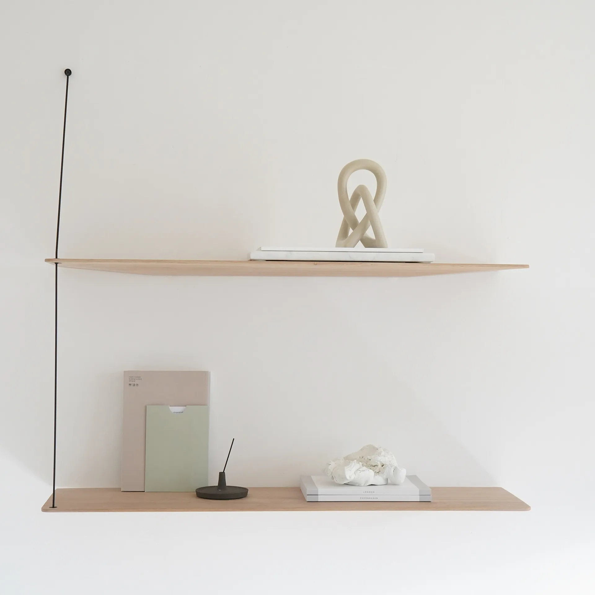 Stedge shelf, White-pigmented oak-black, 80 cm, 2 shelves Woud Stedge shelf, White-pigmented oak-black, 80 cm, 2 shelves Woud