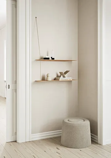 Stedge shelf - White-pigmented oak-brass, 60 cm, 2 shelves - Woud