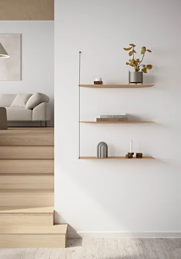 Stedge shelf - White-pigmented oak-brushed steel, 60 cm, 3 shelves - Woud