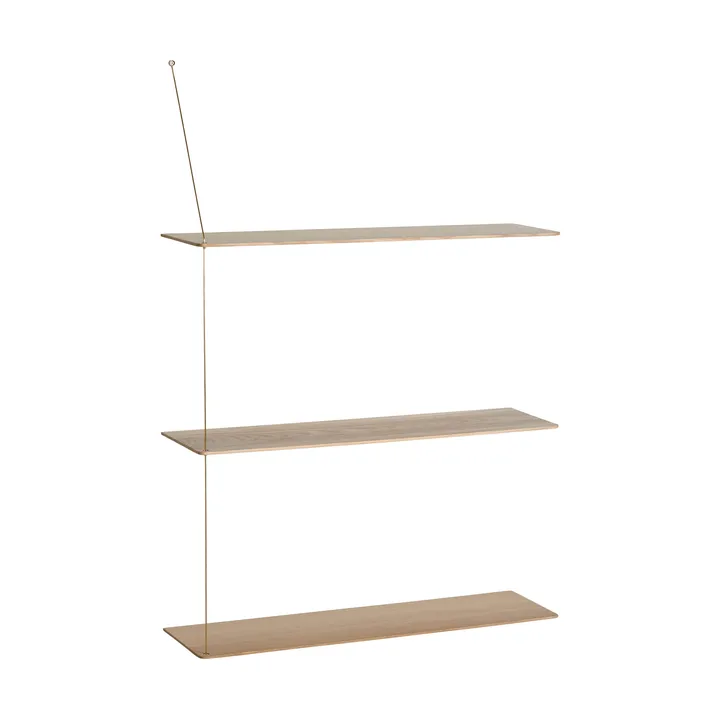 Stedge shelf - White-stained oak-brass, 80 cm, 3 shelves - Woud