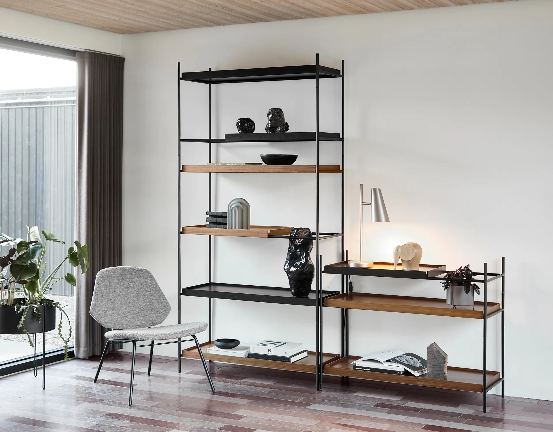 Tray shelf low walnut, 81x100 cm, Style 2 Woud