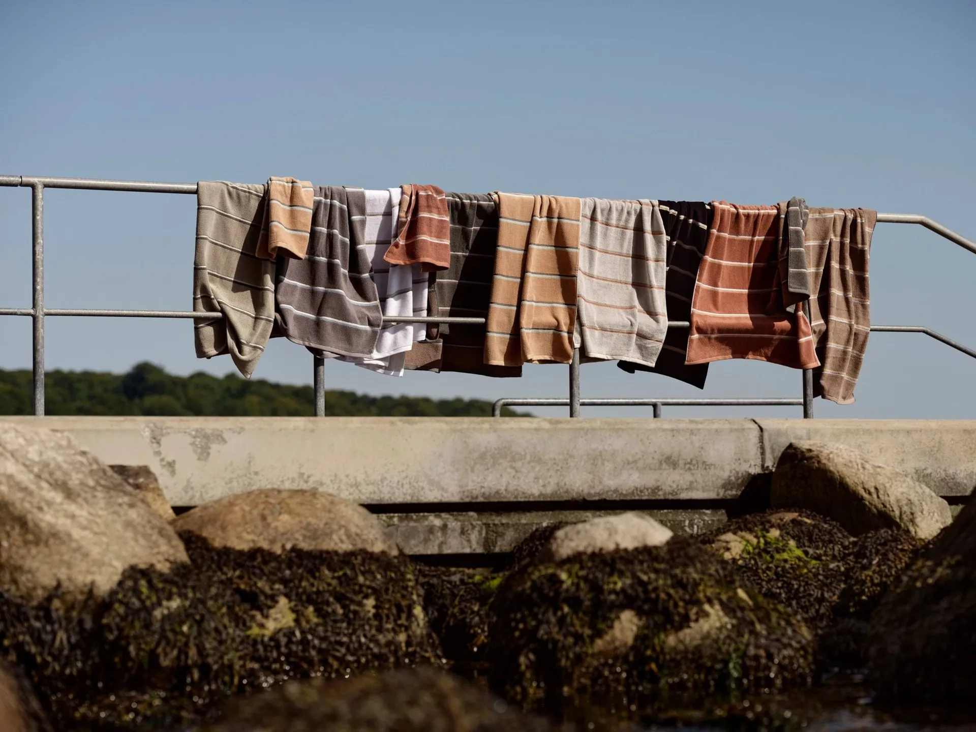 Sauna towel, Soft grey-eucalyptus-terracotta, 50x100 cm Zone Denmark