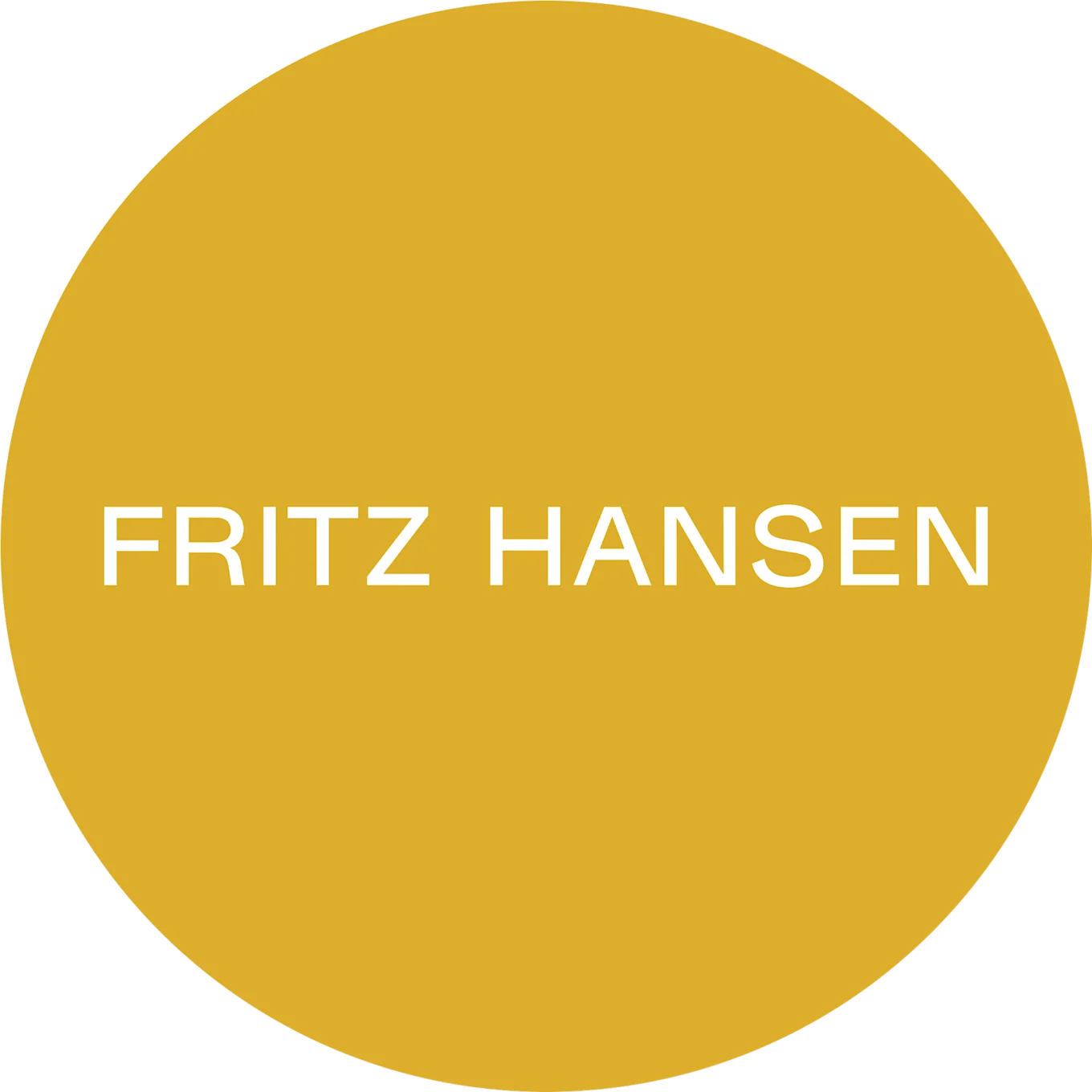 White text "FRITZ HANSEN" on a golden yellow circular background.